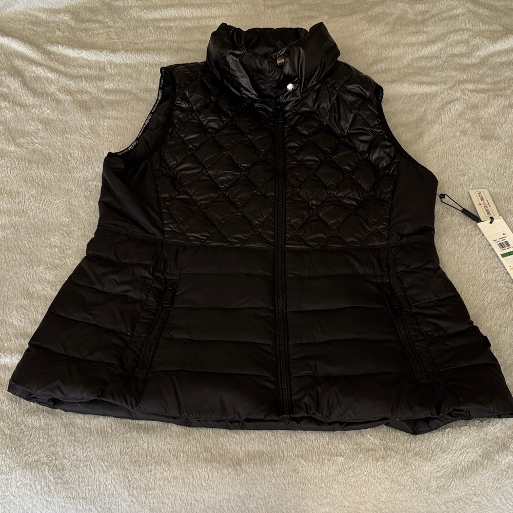 Calvin Klein Women's Performance Sleek Down Black Puffer Vest Size L NWT